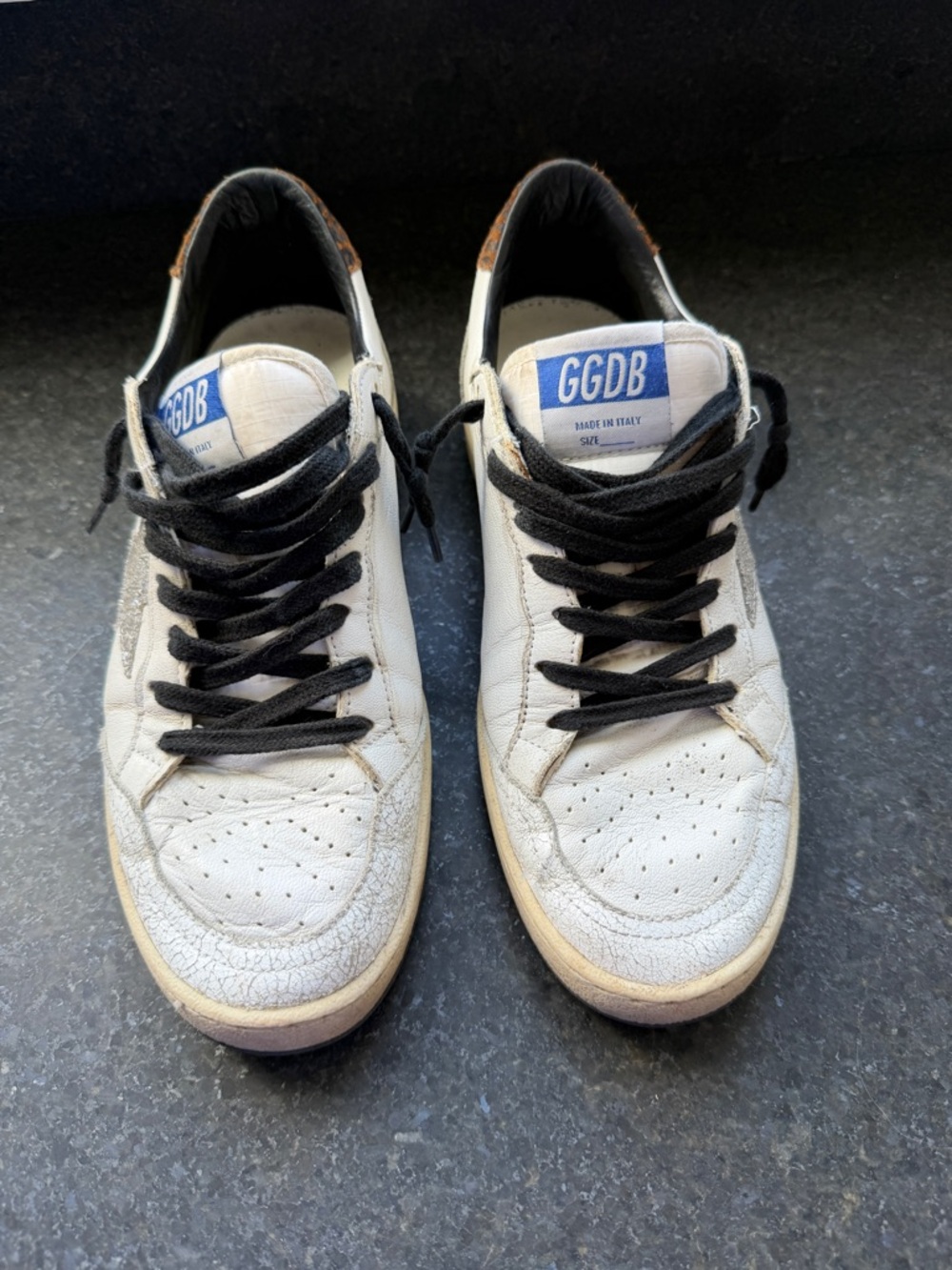 Golden Goose White Leather Low-Top Sneakers with Black Laces